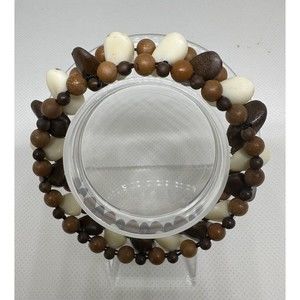 Peanut Wood Gemstone Beaded 7.5” Stretchy Bracelet